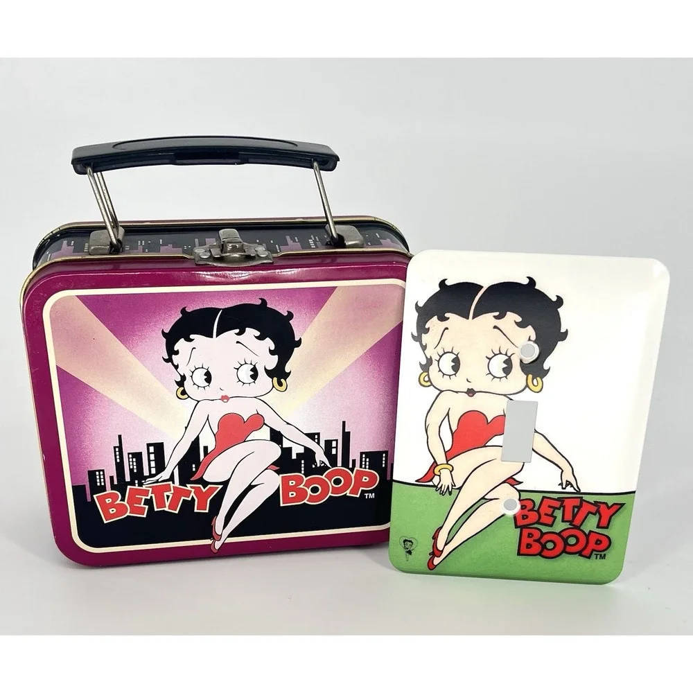 Vintage '97 Classic Betty Boop Light Switch Cover & Spotlight Metal Lunchbox Set - Picture 1 of 12